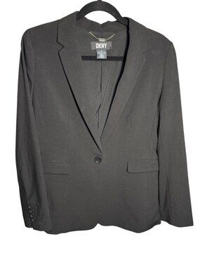 NWOT DKNY Petite Black One-Button Blazer Size 10 MSRP $129
